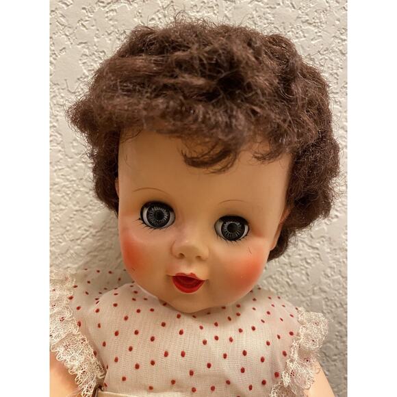 Unmarked All Vinyl Drink and Wet Vintage Baby Doll 16” Open Close Eyes - Picture 2 of 5
